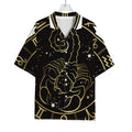 Gold And Black Scorpio Sign Print Rayon Hawaiian Shirt