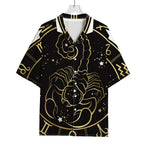 Gold And Black Scorpio Sign Print Rayon Hawaiian Shirt