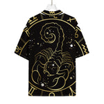 Gold And Black Scorpio Sign Print Rayon Hawaiian Shirt