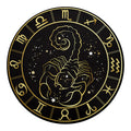Gold And Black Scorpio Sign Print Round Blanket