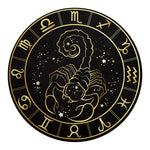 Gold And Black Scorpio Sign Print Round Blanket
