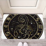 Gold And Black Scorpio Sign Print Rubber Doormat