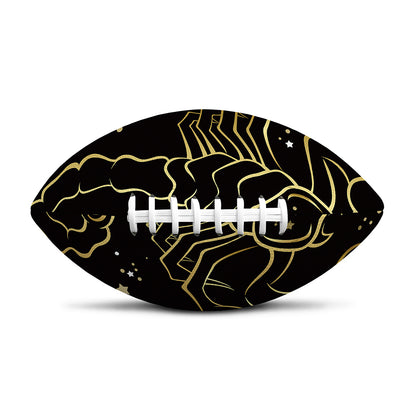 Gold And Black Scorpio Sign Print Rugby Ball