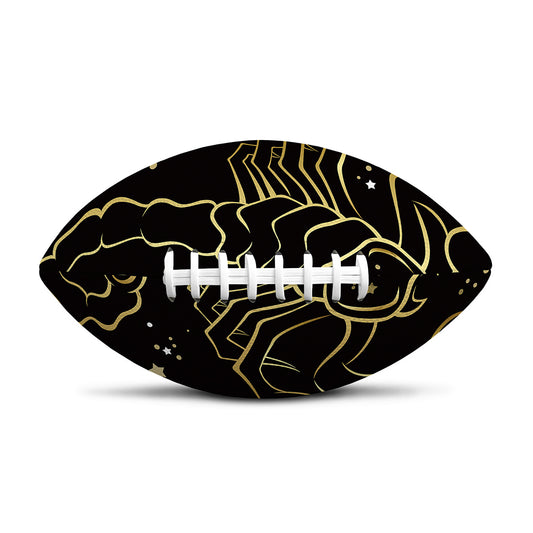 Gold And Black Scorpio Sign Print Rugby Ball