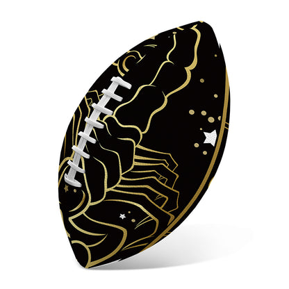 Gold And Black Scorpio Sign Print Rugby Ball