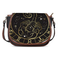 Gold And Black Scorpio Sign Print Saddle Bag