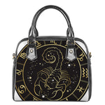 Gold And Black Scorpio Sign Print Shoulder Handbag