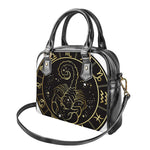 Gold And Black Scorpio Sign Print Shoulder Handbag