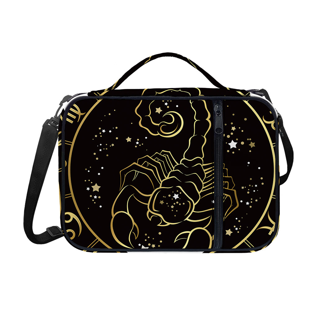 Gold And Black Scorpio Sign Print Shoulder Strap Bible Bag