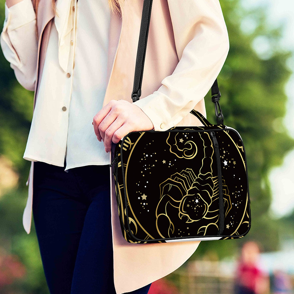 Gold And Black Scorpio Sign Print Shoulder Strap Bible Bag
