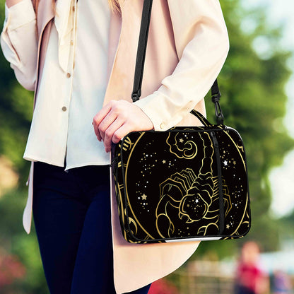 Gold And Black Scorpio Sign Print Shoulder Strap Bible Bag
