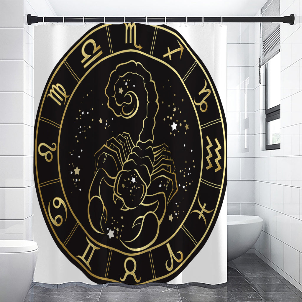 Gold And Black Scorpio Sign Print Shower Curtain