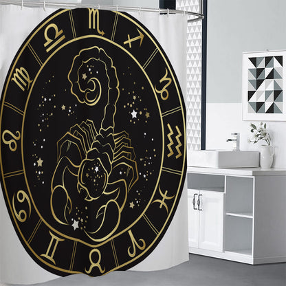Gold And Black Scorpio Sign Print Shower Curtain
