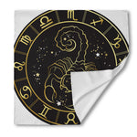 Gold And Black Scorpio Sign Print Silk Bandana