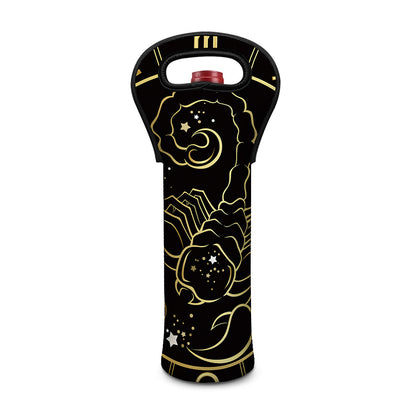 Gold And Black Scorpio Sign Print Single Neoprene Wine Tote