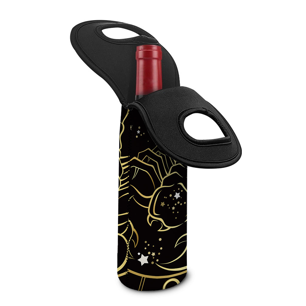 Gold And Black Scorpio Sign Print Single Neoprene Wine Tote