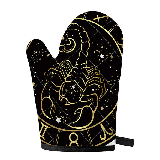 Gold And Black Scorpio Sign Print Single Oven Mitt