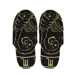 Gold And Black Scorpio Sign Print Slippers