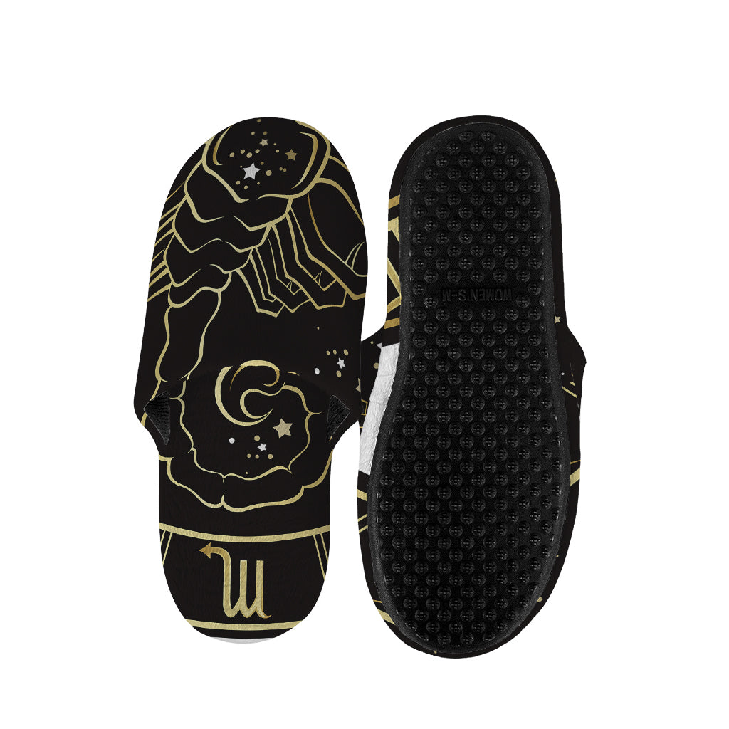 Gold And Black Scorpio Sign Print Slippers