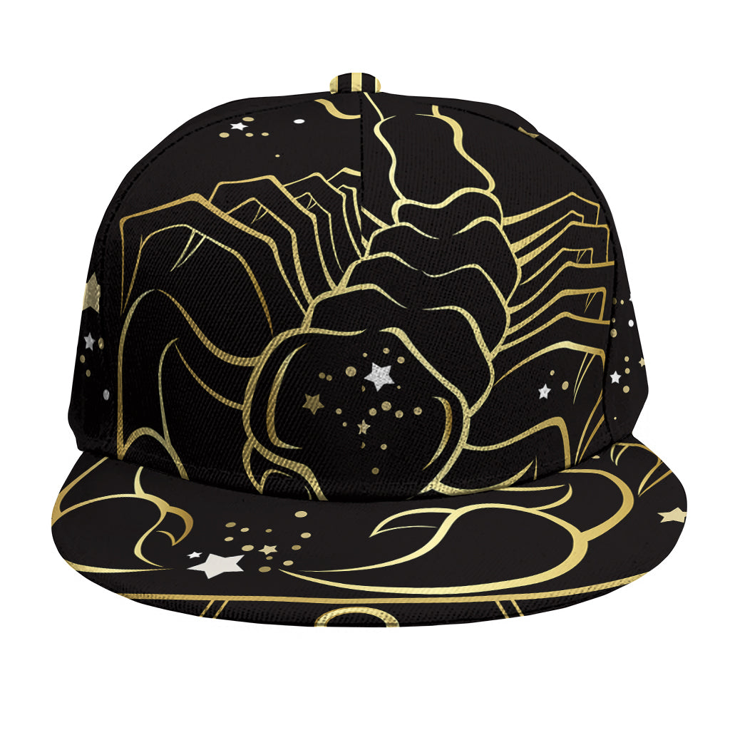 Gold And Black Scorpio Sign Print Snapback Cap