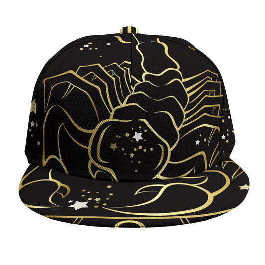 Gold And Black Scorpio Sign Print Snapback Cap