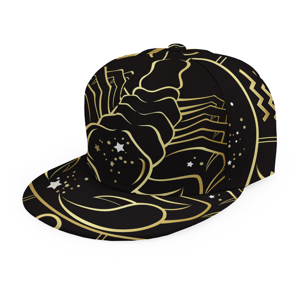 Gold And Black Scorpio Sign Print Snapback Cap