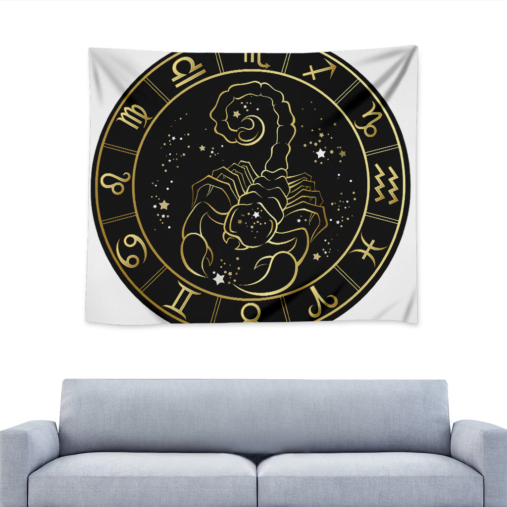Gold And Black Scorpio Sign Print Tapestry