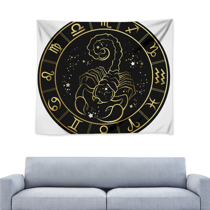 Gold And Black Scorpio Sign Print Tapestry