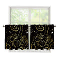 Gold And Black Scorpio Sign Print Tier Curtains