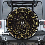 Gold And Black Scorpio Sign Print Tire Cover With Camera Hole