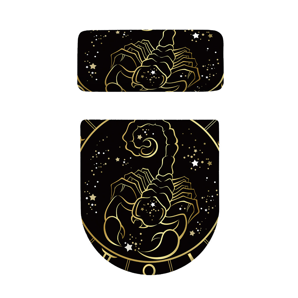 Gold And Black Scorpio Sign Print Toilet Lid And Tank Cover Set