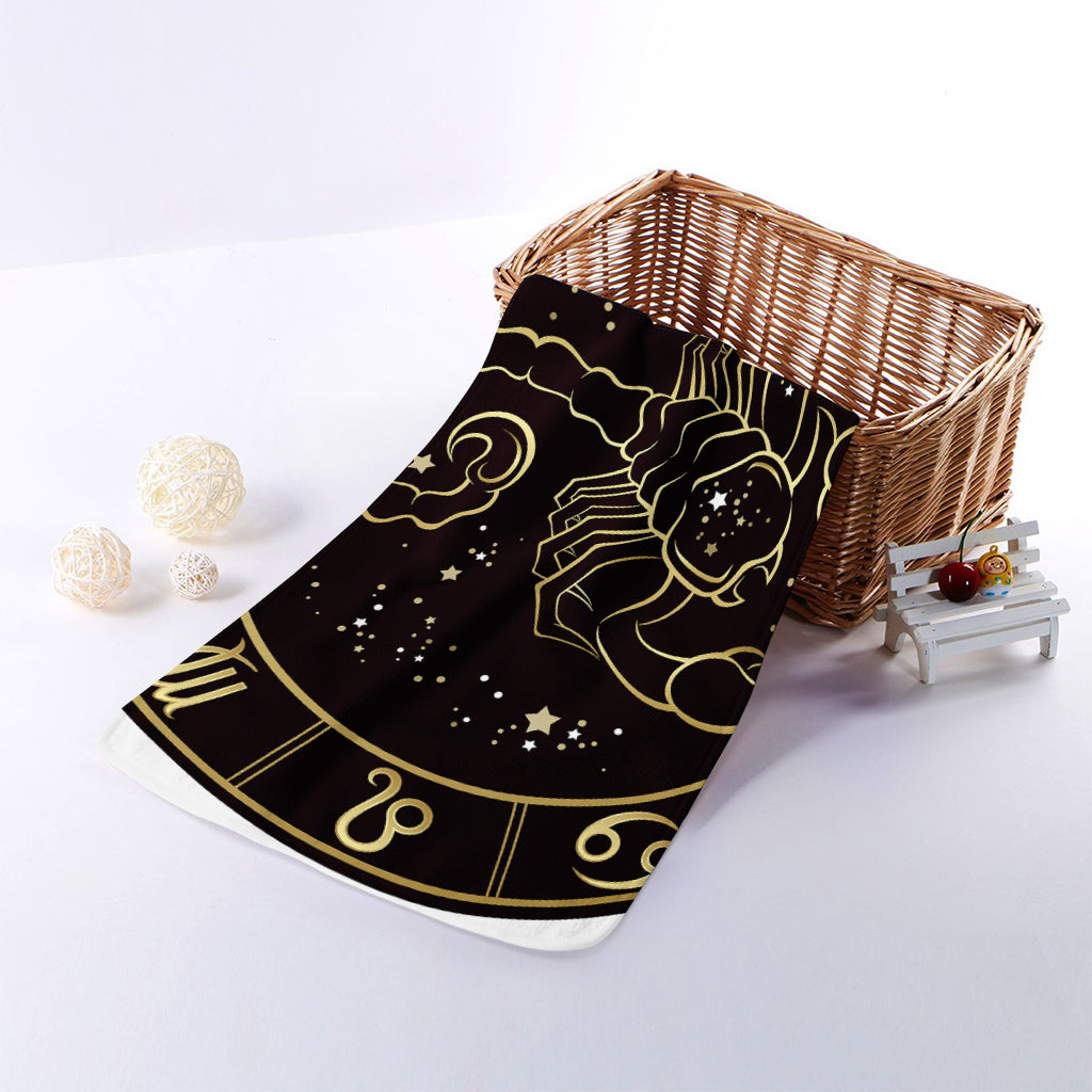 Gold And Black Scorpio Sign Print Towel