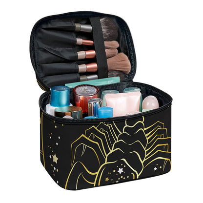 Gold And Black Scorpio Sign Print Travel Makeup Bag