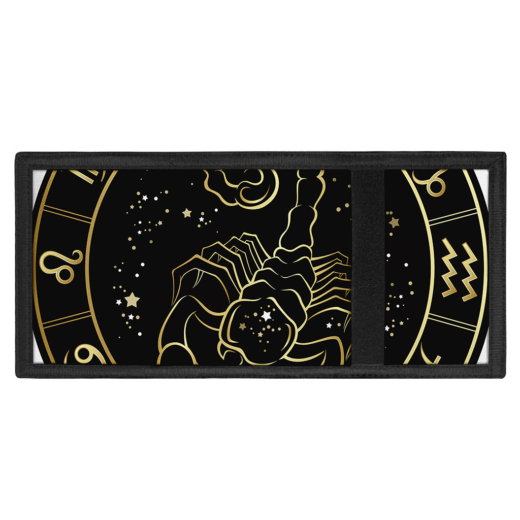 Gold And Black Scorpio Sign Print Trifold Wallet