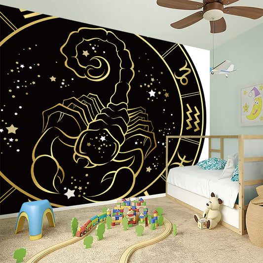 Gold And Black Scorpio Sign Print Wall Sticker