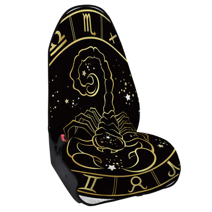 Gold And Black Scorpio Sign Print Waterproof Car Seat Cover