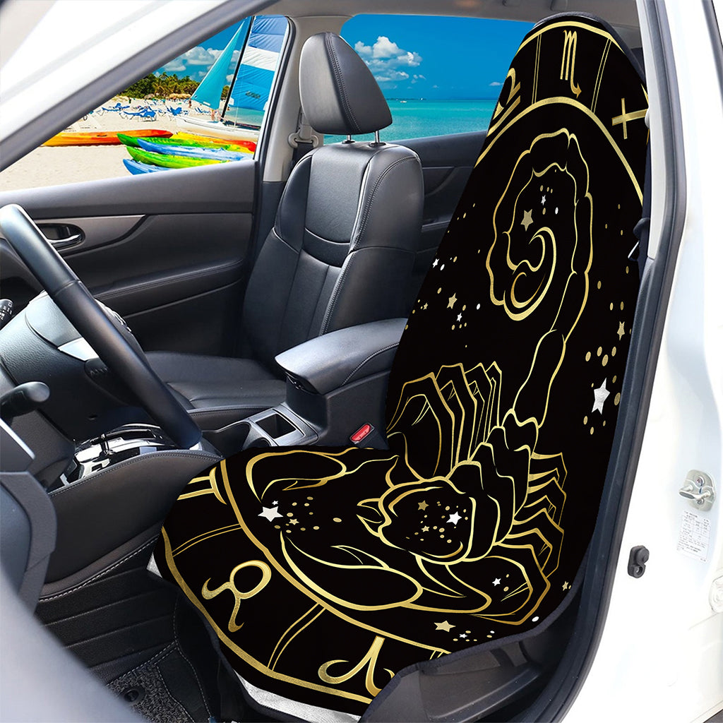 Gold And Black Scorpio Sign Print Waterproof Car Seat Cover