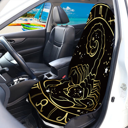 Gold And Black Scorpio Sign Print Waterproof Car Seat Cover