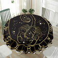 Gold And Black Scorpio Sign Print Waterproof Round Tablecloth