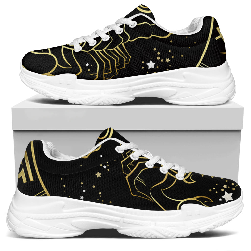 Gold And Black Scorpio Sign Print White Chunky Shoes