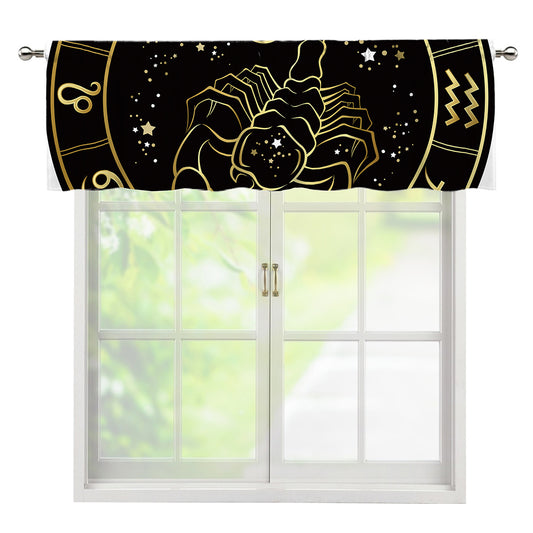 Gold And Black Scorpio Sign Print Window Valance