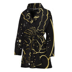 Gold And Black Scorpio Sign Print Women's Bathrobe