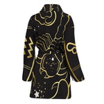 Gold And Black Scorpio Sign Print Women's Bathrobe