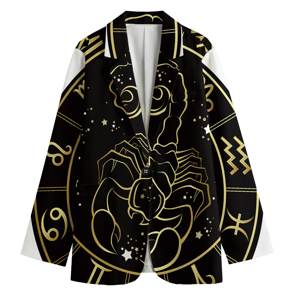 Gold And Black Scorpio Sign Print Women's Blazer
