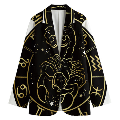 Gold And Black Scorpio Sign Print Women's Blazer
