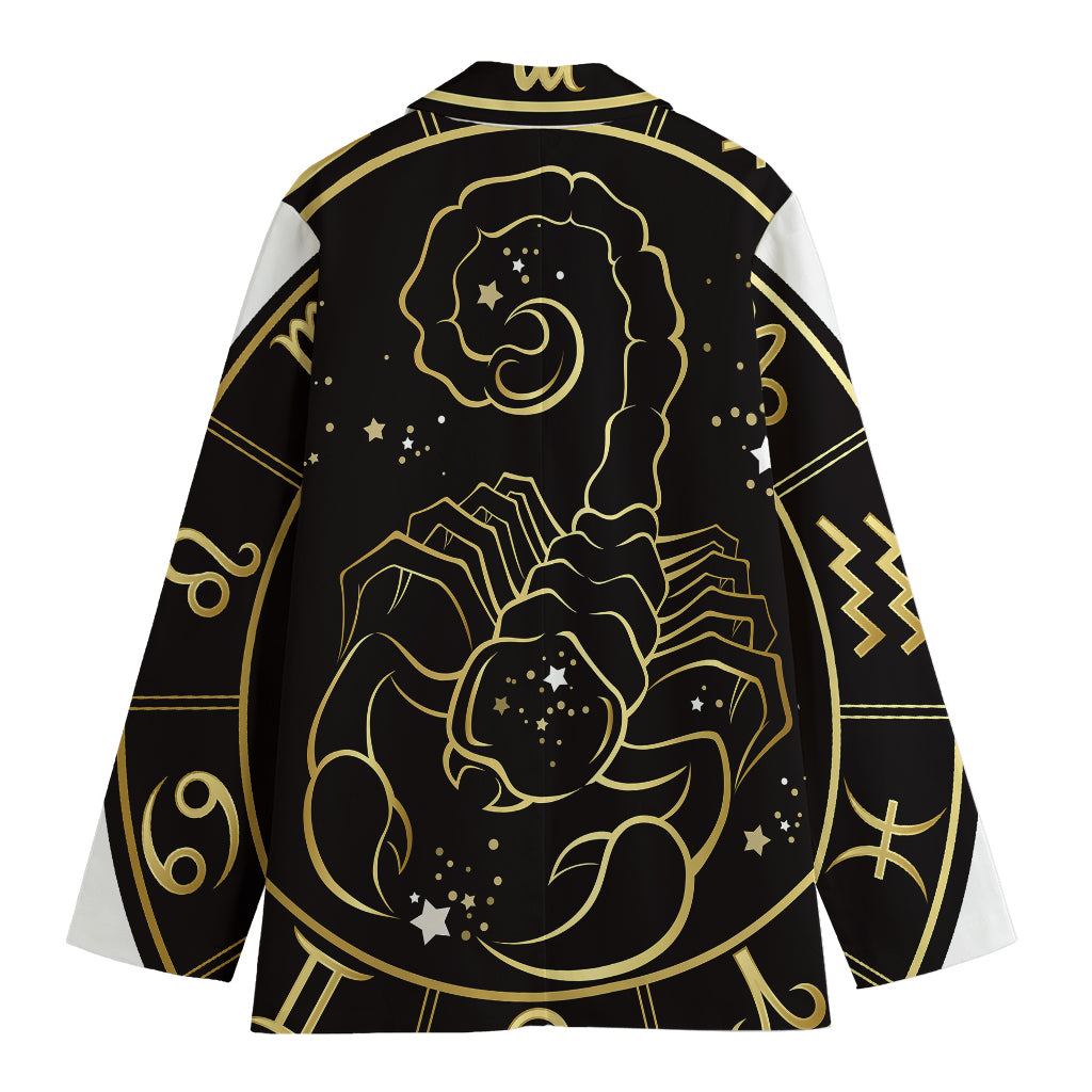 Gold And Black Scorpio Sign Print Women's Blazer