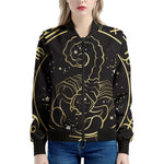 Gold And Black Scorpio Sign Print Women's Bomber Jacket