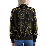 Gold And Black Scorpio Sign Print Women's Bomber Jacket