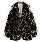 Gold And Black Scorpio Sign Print Women's Cotton Blazer
