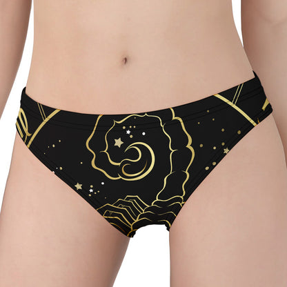Gold And Black Scorpio Sign Print Women's Panties